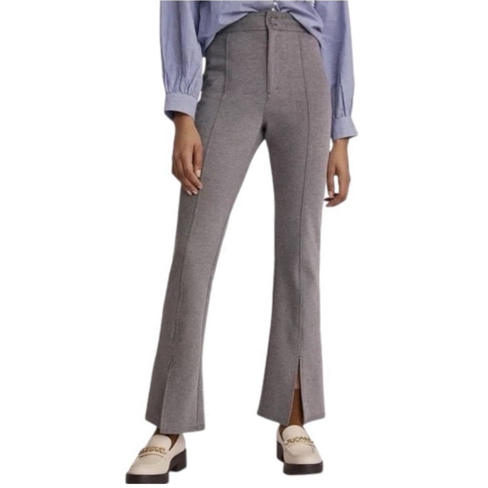 Maeve Anthropologie Seamed Flare Pants Womens 8 Gray Slit Hem Office Career Work
